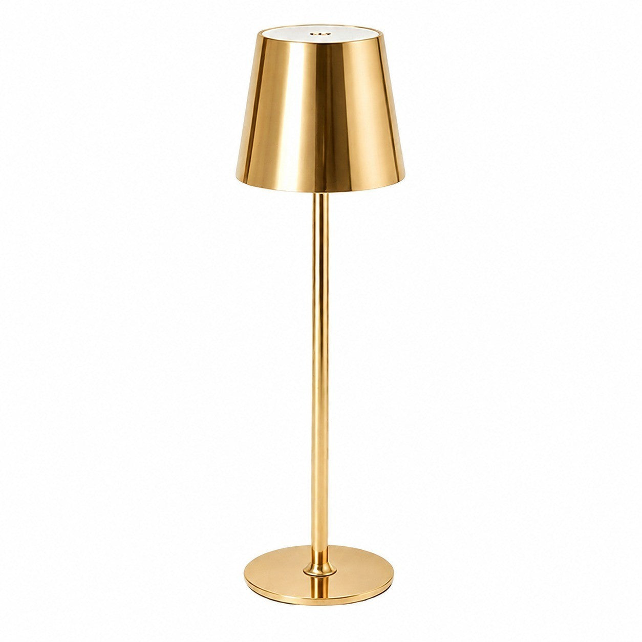 Rechargeable High-Footed Ambient Table Lamp, Metal, Touch Switch, for Restaurant Bar – Gold metal round tall lamp