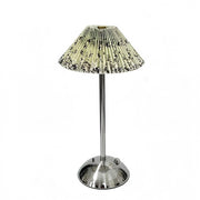 Chinese Style Pleated Fabric Night Light, Bauhaus Luxury, Touch Switch, for Bedroom Living – Type c-floral green luxury silver