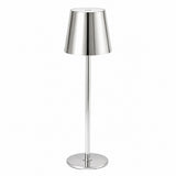 Metal Table Lamp for Living Room Bedroom, Long Stem Decorative Ambient Lighting, Home Bar – Silver metal round tall lamp