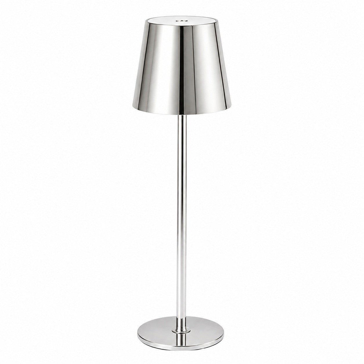 Metal Table Lamp for Living Room Bedroom, Long Stem Decorative Ambient Lighting, Home Bar – Silver metal round tall lamp