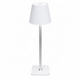Rechargeable High-Footed Ambient Table Lamp, Metal, Touch Switch, for Restaurant Bar – White metal tall lamp square thin bottom