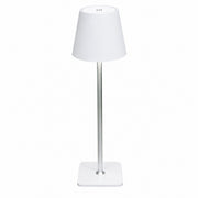 Rechargeable High-Footed Ambient Table Lamp, Metal, Touch Switch, for Restaurant Bar – White metal tall lamp square thin bottom