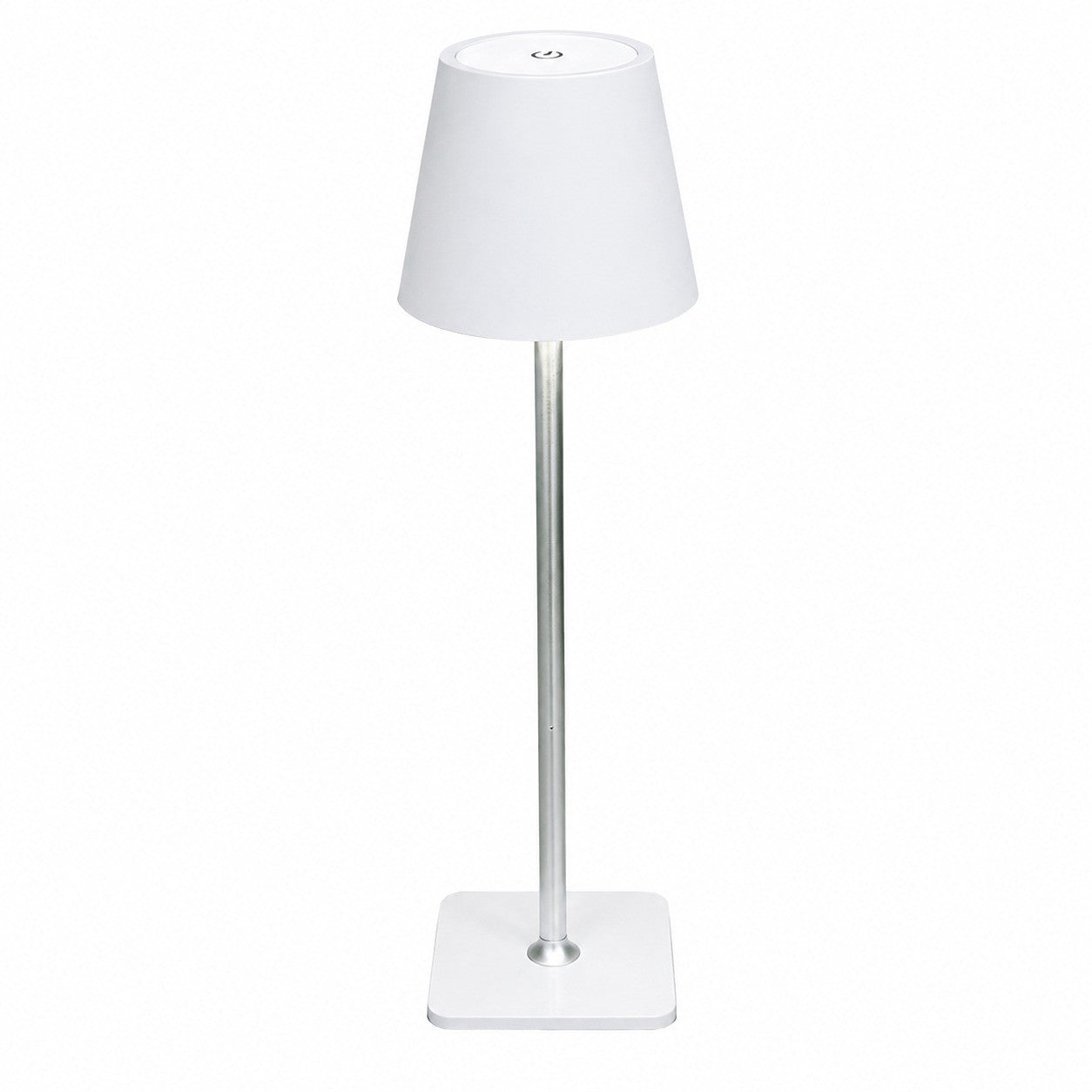 Rechargeable High-Footed Ambient Table Lamp, Metal, Touch Switch, for Restaurant Bar – White metal tall lamp square thin bottom