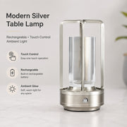 Rechargeable Outdoor Table Lamp, Touch Sensor Night Light, Color Changing, Metal, Modern