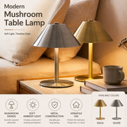 Modern Mushroom Table Lamp, Nordic Style, Metal, Bedside Night Light for Living Room Bedroom