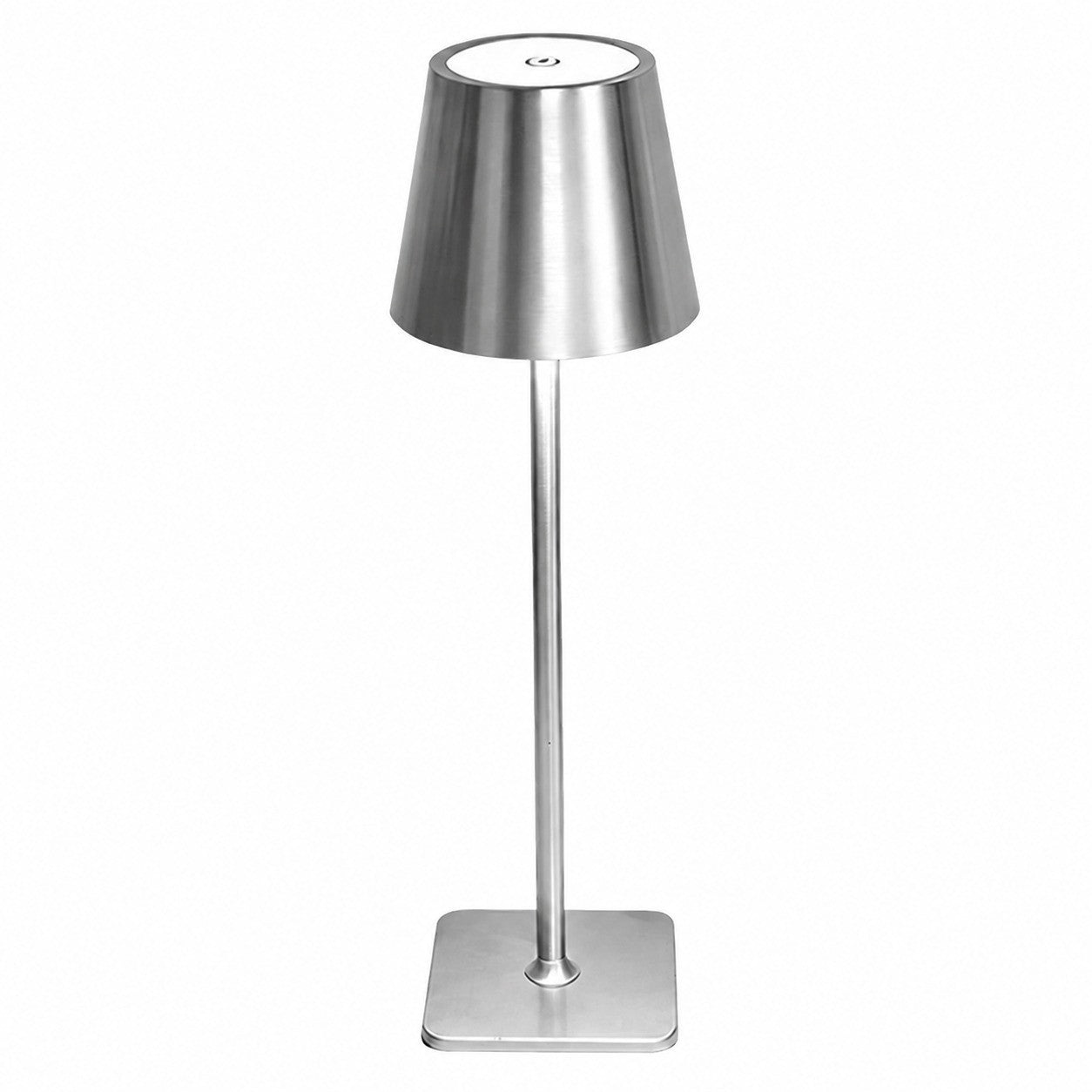 Rechargeable High-Footed Ambient Table Lamp, Metal, Touch Switch, for Restaurant Bar – Silver metal tall lamp square thin bottom