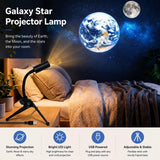 Galaxy Starry Sky Projector Night Light, Earth Moon Nebula Lamp, USB, Bedroom Decor Gift