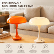 Rechargeable Mushroom Table Lamp, Cream Color, Bedside Night Light, Creative Desk Decor for