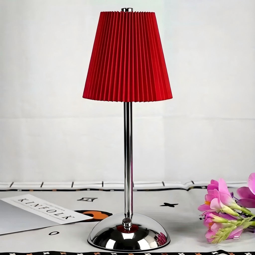 Chinese Style Pleated Fabric Night Light, Bauhaus Luxury, Touch Switch, for Bedroom Living