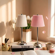Chinese Style Pleated Fabric Night Light, Bauhaus Luxury, Touch Switch, for Bedroom Living