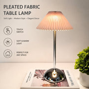 Chinese Style Pleated Fabric Night Light, Bauhaus Luxury, Touch Switch, for Bedroom Living
