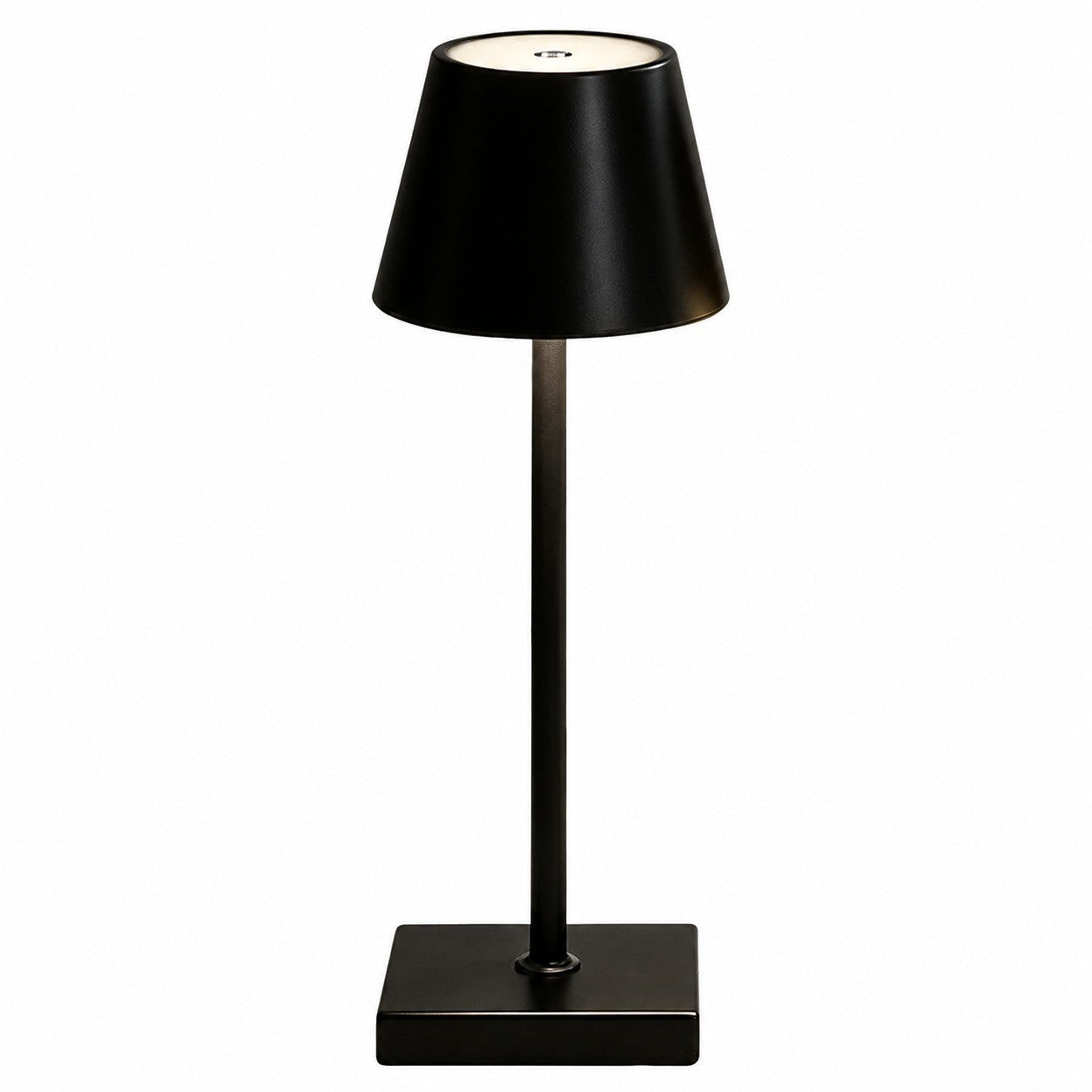 Rechargeable High-Footed Ambient Table Lamp, Metal, Touch Switch, for Restaurant Bar – Black plastic weighted tall two-section pole