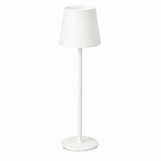 Rechargeable High-Footed Ambient Table Lamp, Metal, Touch Switch, for Restaurant Bar – White metal round tall lamp