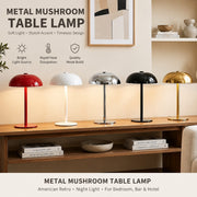 Metal Mushroom Table Lamp, American Retro, Night Light, for Bedroom Bar Hotel
