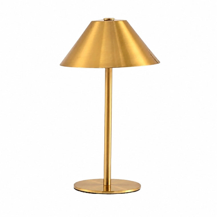 Tapered Metal Table Lamp, Nordic Bedside Night Light, Living Room Decor – Gold (15x23)