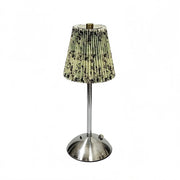 Chinese Style Pleated Fabric Night Light, Bauhaus Luxury, Touch Switch, for Bedroom Living – Type a-floral green luxury silver