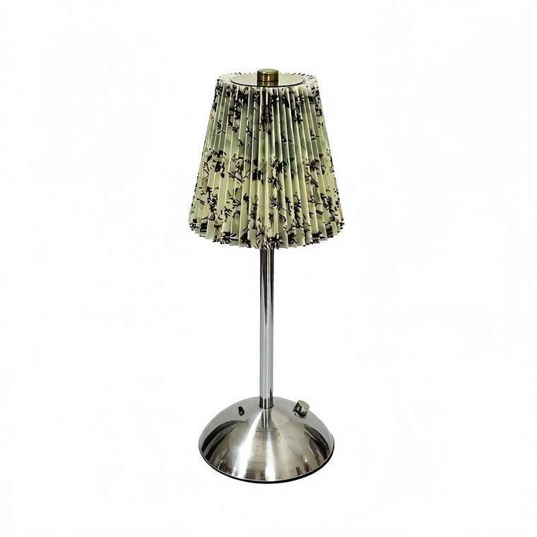 Chinese Style Pleated Fabric Night Light, Bauhaus Luxury, Touch Switch, for Bedroom Living – Type a-floral green luxury silver