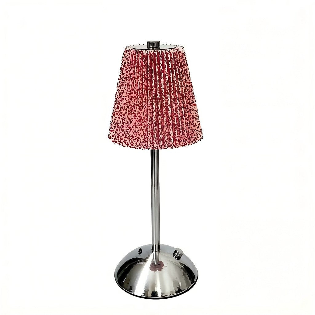 Chinese Style Pleated Fabric Night Light, Bauhaus Luxury, Touch Switch, for Bedroom Living – Type a-flower powder luxury silver
