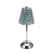 Chinese Style Pleated Fabric Night Light, Bauhaus Luxury, Touch Switch, for Bedroom Living – Type a-floral green luxury silver