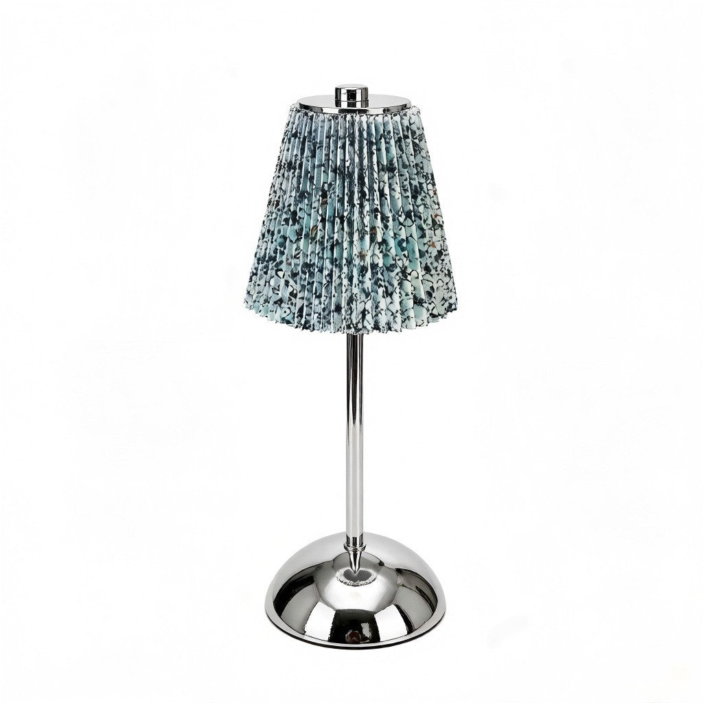 Chinese Style Pleated Fabric Night Light, Bauhaus Luxury, Touch Switch, for Bedroom Living – Type a-floral green luxury silver