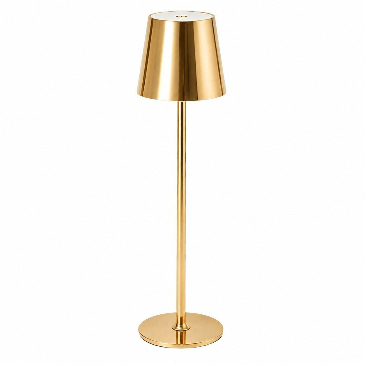 Metal Table Lamp for Living Room Bedroom, Long Stem Decorative Ambient Lighting, Home Bar – Gold metal round tall lamp