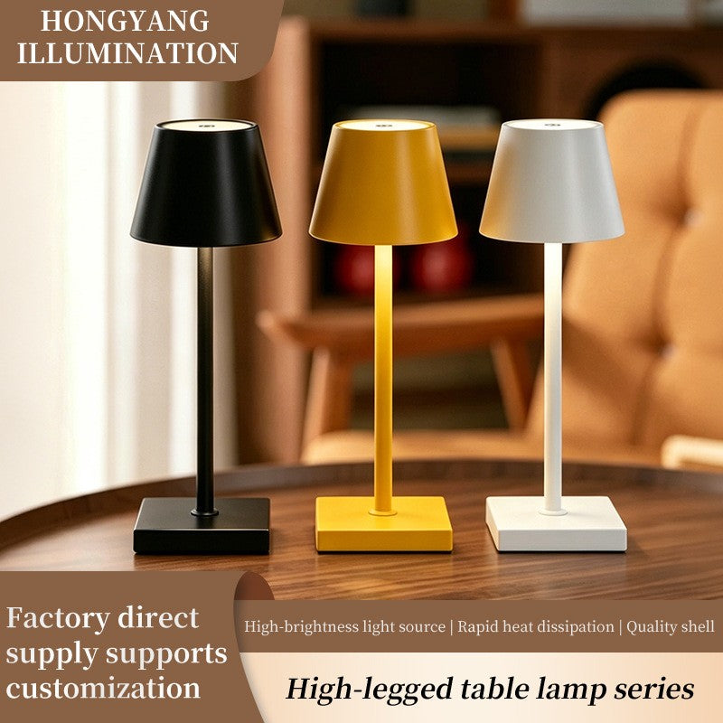 Metal Table Lamp for Living Room Bedroom, Long Stem Decorative Ambient Lighting, Home Bar