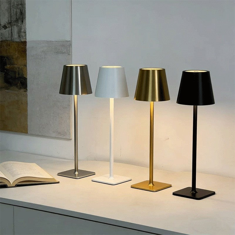 Metal Table Lamp for Living Room Bedroom, Long Stem Decorative Ambient Lighting, Home Bar