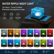 Water Ripple Night Light, Bedroom Mood Lamp, Romantic Couple Projection, 16 Colors, Touch &