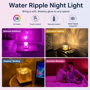 Water Ripple Night Light, Bedroom Mood Lamp, Romantic Couple Projection, 16 Colors, Touch &