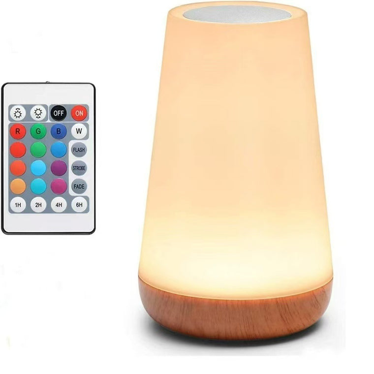 Remote Control Wood Grain Touch Night Light, Tap Table Lamp, 13 Atmosphere Lights