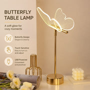 Butterfly Table Lamp, Acrylic Bedside Lamp for Girls Room, Touch Sensitive Night Light, USB