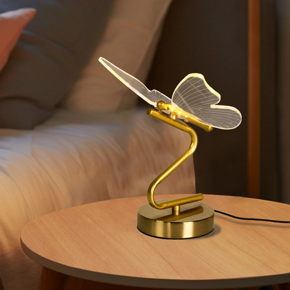 Butterfly Table Lamp, Acrylic Bedside Lamp for Girls Room, Touch Sensitive Night Light, USB