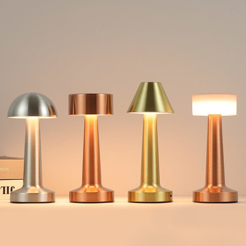 LED Dumbbell Night Light, Creative Decorative Table Lamp, Metal Nordic Style, Rechargeable