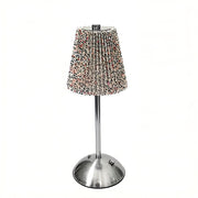 Chinese Style Pleated Fabric Night Light, Bauhaus Luxury, Touch Switch, for Bedroom Living – Type a-floral red luxury silver