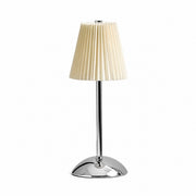 Chinese Style Pleated Fabric Night Light, Bauhaus Luxury, Touch Switch, for Bedroom Living – Type a-beige luxury silver