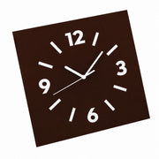 Klein Square Abstract Wall Clock, Frameless 3mm Panel, Modern Minimalist Living Room Decor – Van Dyke Brown / 40 x 40 cm / Upgraded tempered glass