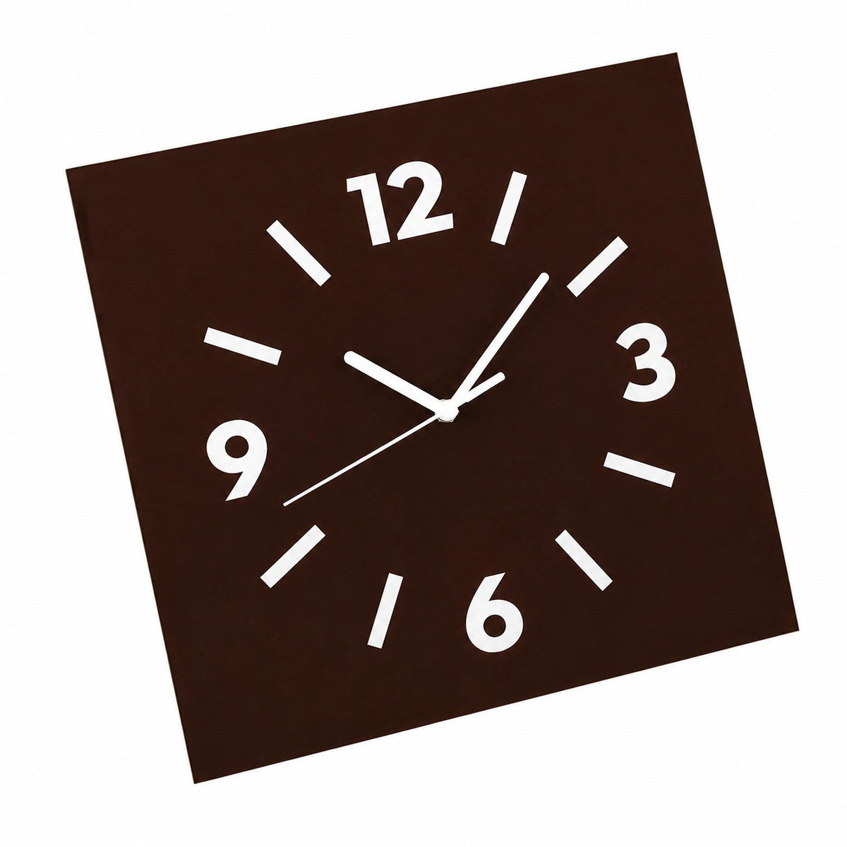 Klein Square Abstract Wall Clock, Frameless 3mm Panel, Modern Minimalist Living Room Decor – Van Dyke Brown / 40 x 40 cm / Upgraded tempered glass