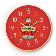 God of Wealth Quartz Wall Clock, Square, Chinese Style, Frameless, for Living Room – God of Wealth / Round / 30 x 30 cm