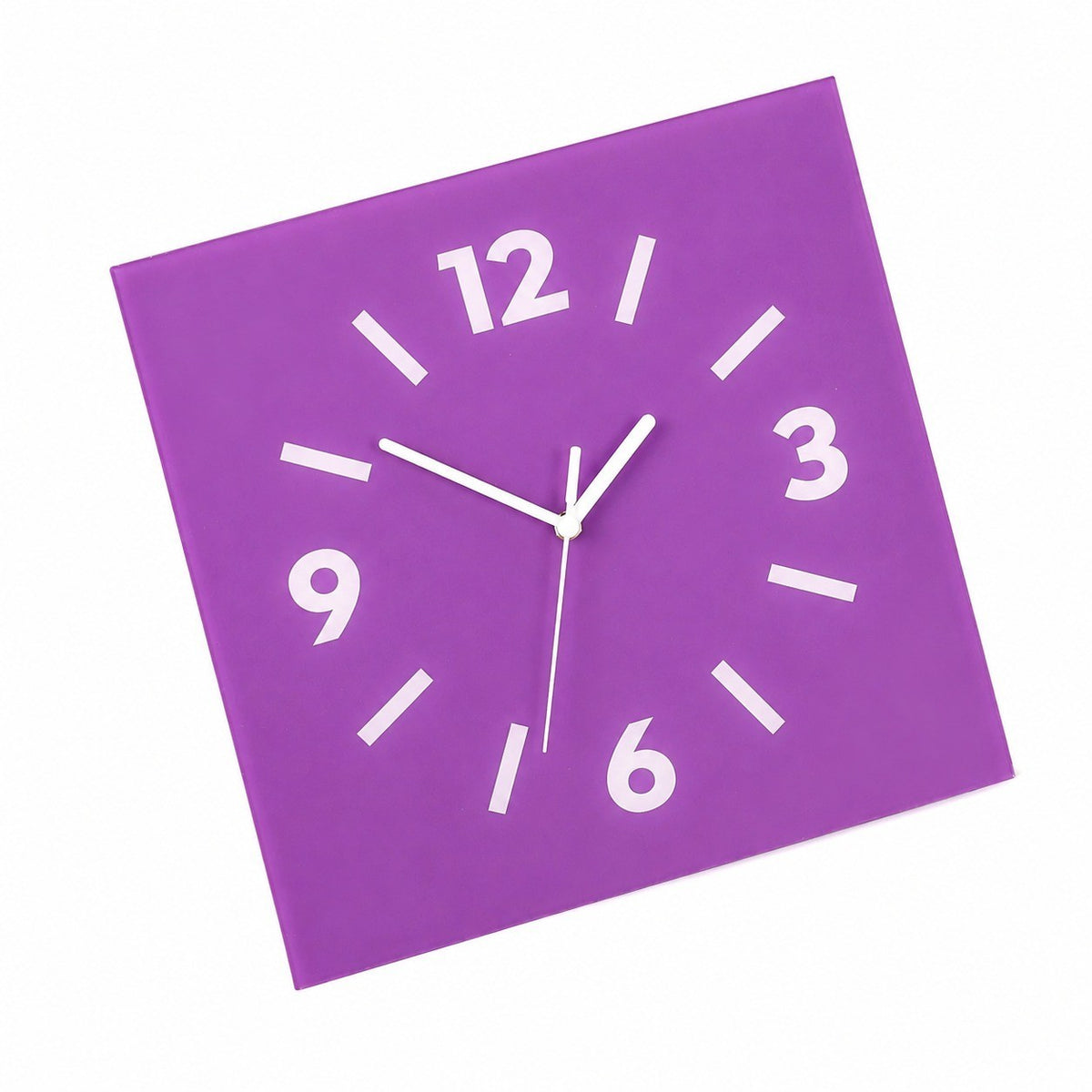 Klein Square Abstract Wall Clock, Frameless 3mm Panel, Modern Minimalist Living Room Decor – Orchid Purple / 40 x 40 cm