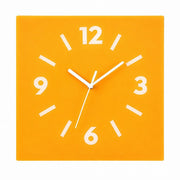 Klein Square Abstract Wall Clock, Frameless 3mm Panel, Modern Minimalist Living Room Decor – Ginkgo Yellow / 30 x 30 cm / Upgraded tempered glass