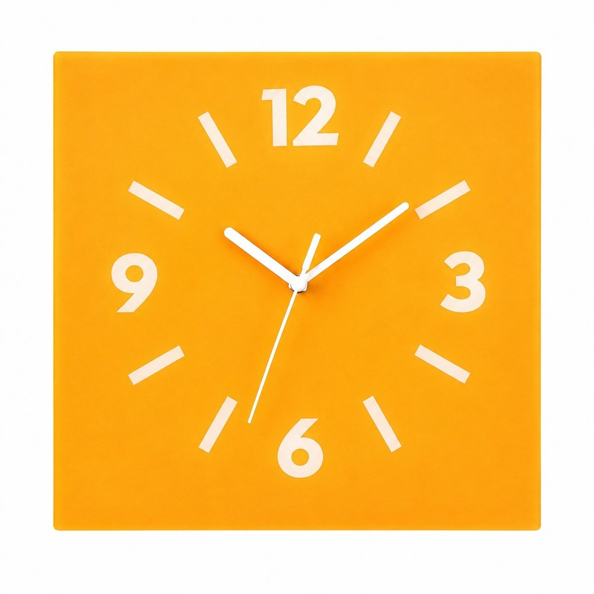 Klein Square Abstract Wall Clock, Frameless 3mm Panel, Modern Minimalist Living Room Decor – Ginkgo Yellow / 30 x 30 cm / Upgraded tempered glass