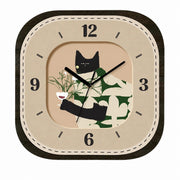 Vintage Still-Life Art Wall Clock, Vase and Flowers, Frameless 3 mm Panel – Coffee Mood / 20 x 20 cm