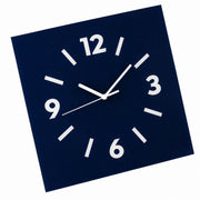 Klein Square Abstract Wall Clock, Frameless 3mm Panel, Modern Minimalist Living Room Decor – Prussian Blue / 30 x 30 cm / Upgraded tempered glass