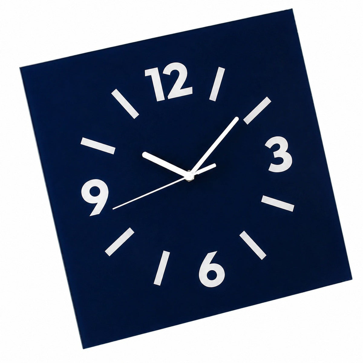Klein Square Abstract Wall Clock, Frameless 3mm Panel, Modern Minimalist Living Room Decor – Prussian Blue / 30 x 30 cm / Upgraded tempered glass