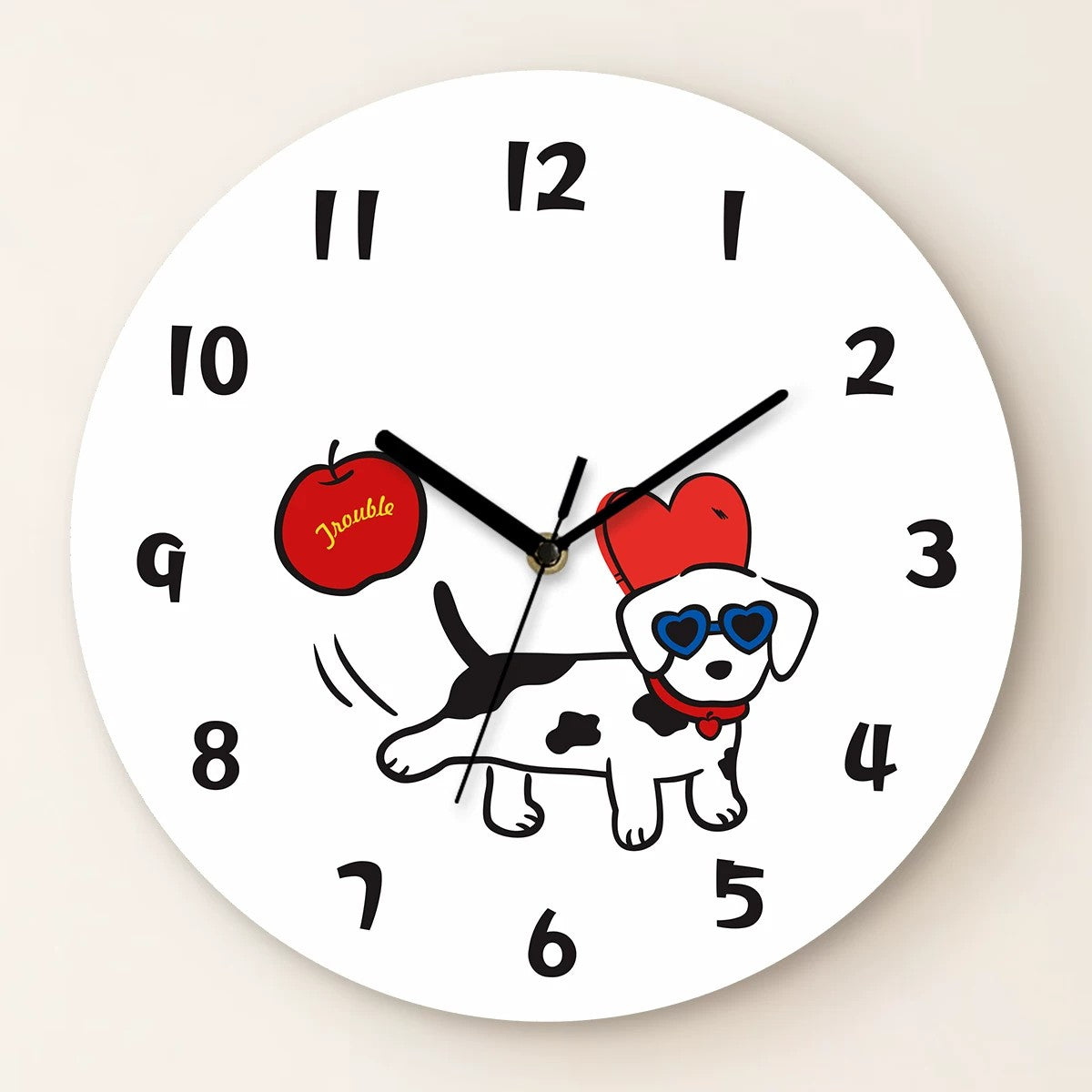 Street-Style Cat and Dog Wall Clock, Frameless 3 mm Acrylic, Cartoon Art, Living Room