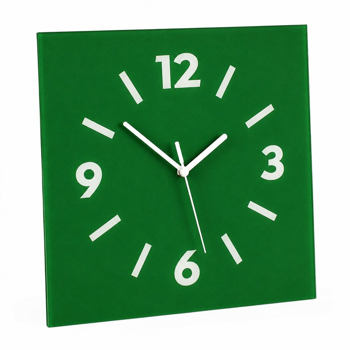 Klein Square Abstract Wall Clock, Frameless 3mm Panel, Modern Minimalist Living Room Decor – Scheele Green / 40 x 40 cm / Upgraded tempered glass