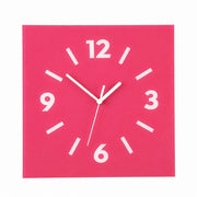 Klein Square Abstract Wall Clock, Frameless 3mm Panel, Modern Minimalist Living Room Decor – Berry Pink / 30 x 30 cm / Upgraded tempered glass