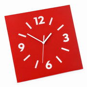 Klein Square Abstract Wall Clock, Frameless 3mm Panel, Modern Minimalist Living Room Decor – Chinese Red / 30 x 30 cm / Upgraded tempered glass
