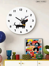 Street-Style Cat and Dog Wall Clock, Frameless 3 mm Acrylic, Cartoon Art, Living Room