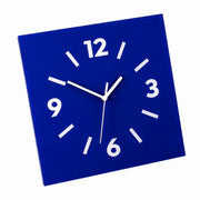 Klein Square Abstract Wall Clock, Frameless 3mm Panel, Modern Minimalist Living Room Decor – Klein Blue / 40 x 40 cm